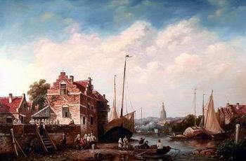 unknow artist European city landscape, street landsacpe, construction, frontstore, building and architecture. 173